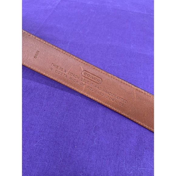 Coach Mens 32 Inch 1.25 Inch Width Handcrafted Costa Rica Polished Cowhide Silve - Picture 6 of 11